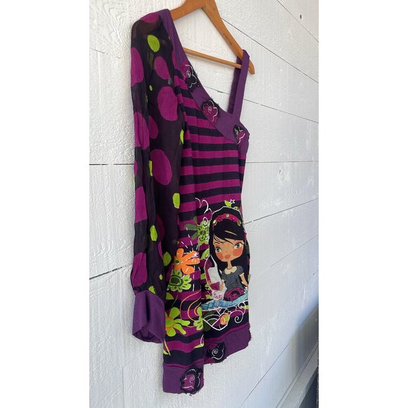 Savage Culture Colorful Doll Printed One Shoulder Top M - Picture 5 of 6